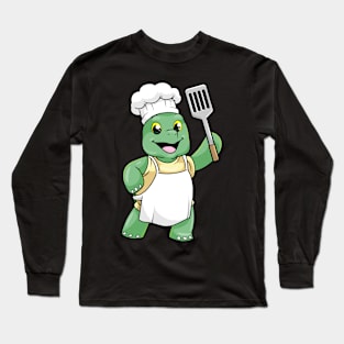 Turtle as Cook with Chefs hat & Spatula Long Sleeve T-Shirt